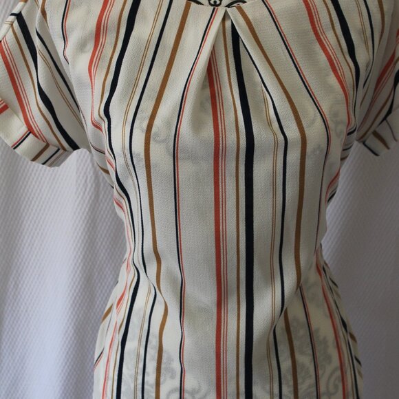 Monteau Blouse Striped Tie Back Classic Size Small Pre-Loved Good Condition - Picture 5 of 14